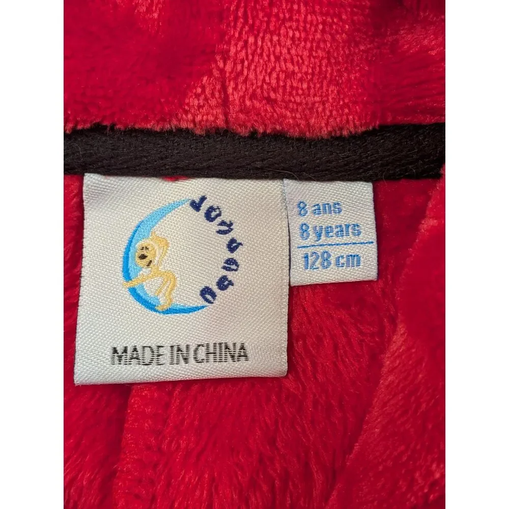 Boys Spider-Man One Piece Pajamas Size 8 Hooded Fleece Sleeper Red Blue